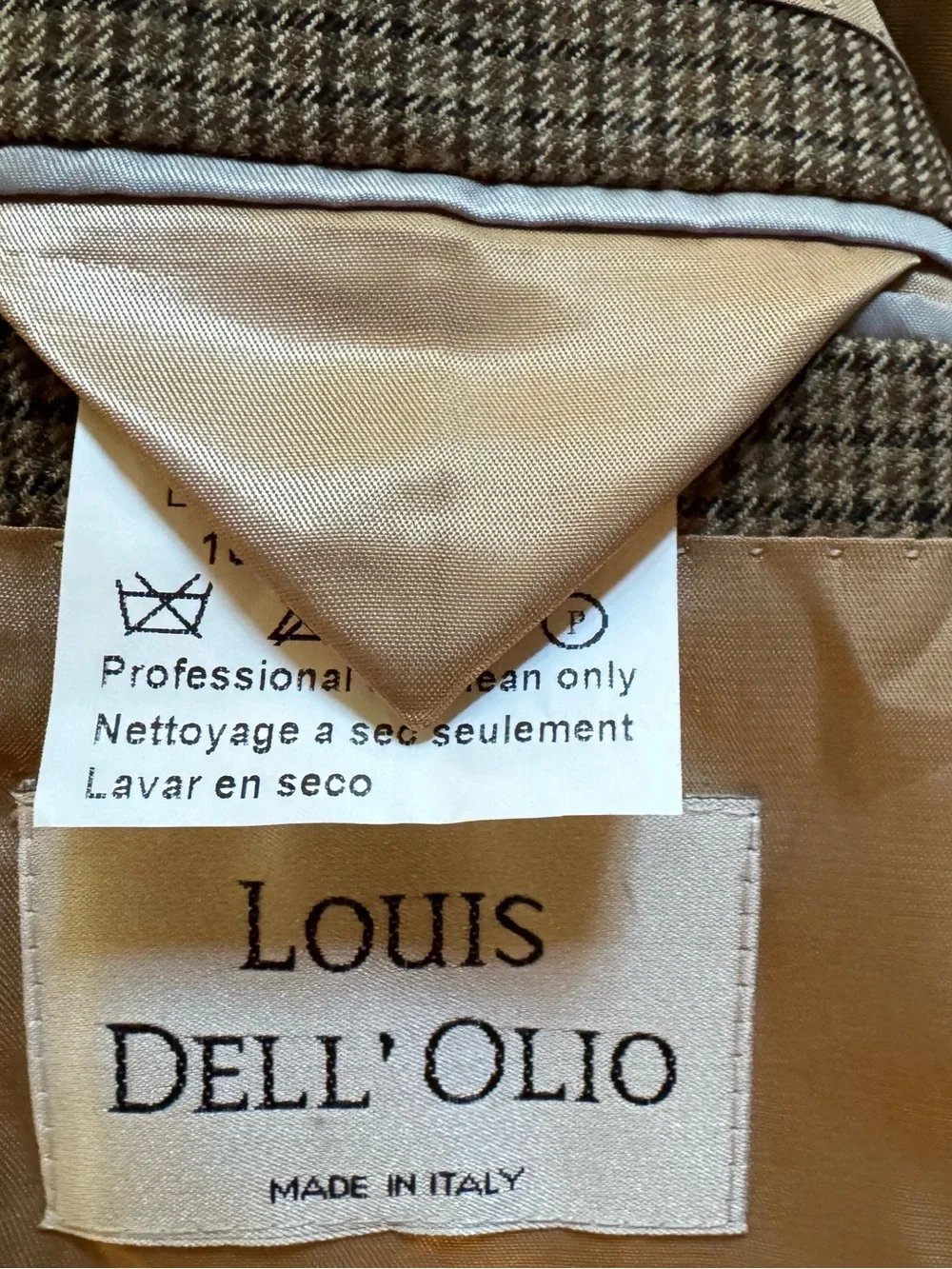 Louis Dell’Olio 46R Wool Houndstooth Sport Coat Made in Italy
